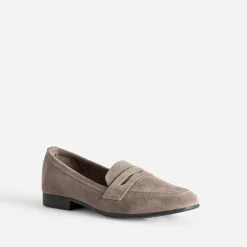 Mocassin taupe en cuir velours