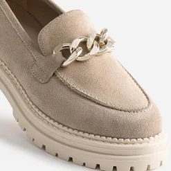 Mocassin TEXTO beige cuir velours semelle crantée