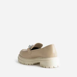 Mocassin TEXTO beige en cuir à semelle crantée