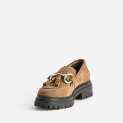 Mocassin TEXTO camel cuir velours
