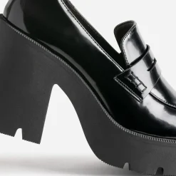 Mocassin TEXTO noir à plateforme crantée