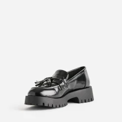 Mocassin TEXTO noir avec pampille semelle crantée