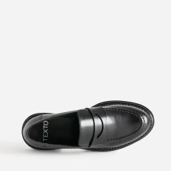 Mocassin TEXTO noir cuir semelle crantée
