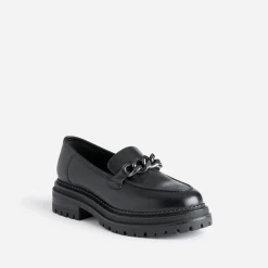 Mocassin TEXTO noir en cuir à semelle crantée