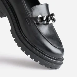 Mocassin TEXTO noir en cuir à semelle crantée