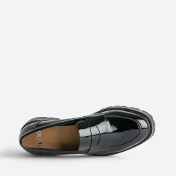 Mocassin TEXTO noir verni cranté