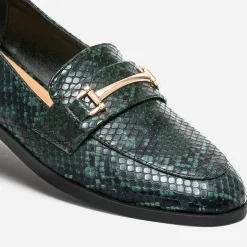 Mocassin vert effet python