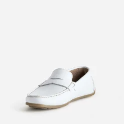 Mocassin-bateau blanc cuir