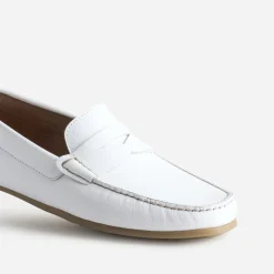 Mocassin-bateau blanc cuir