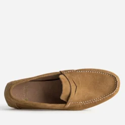 Mocassin-bateau cognac cuir velours