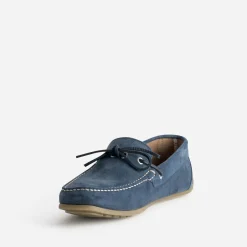 Mocassin-bateau marine cuir velours