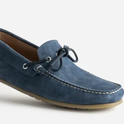 Mocassin-bateau marine cuir velours