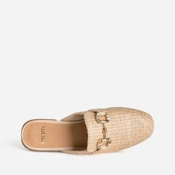 Mocassin-mule beige tressé
