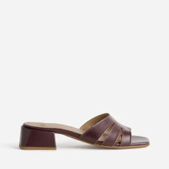 Mule à talon bordeaux cuir