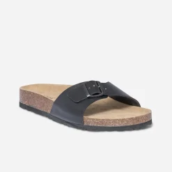 Mule anatomique noire en cuir