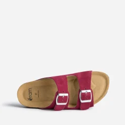 Mule anatomique prune en cuir velours