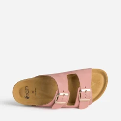 Mule anatomique rose cuir velours