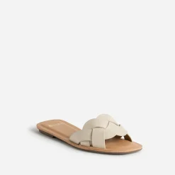Mule beige larges brides tressées