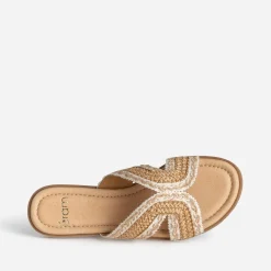 Mule beige raphia tressé