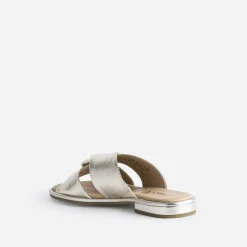 Mule CAPRICE dorée en cuir à brides croisées