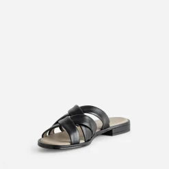 Mule CAPRICE noire cuir brides souples