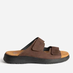 Mule FRANCE ARNIO marron cuir à scratchs