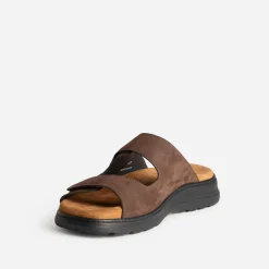 Mule FRANCE ARNIO marron cuir à scratchs