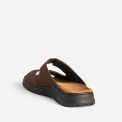 Mule FRANCE ARNIO marron cuir à scratchs