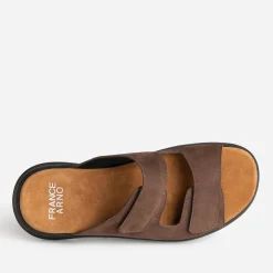 Mule FRANCE ARNIO marron cuir à scratchs