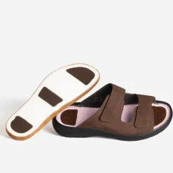 Mule FRANCE ARNIO marron cuir à scratchs