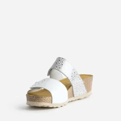 Mule FRANCE ARNO blanche et argentée cuir