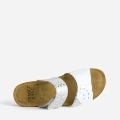 Mule FRANCE ARNO blanche et argentée cuir