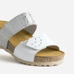 Mule FRANCE ARNO blanche et argentée cuir