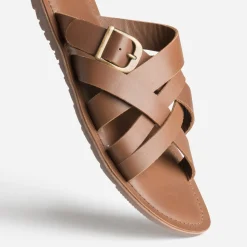 Mule marron cuir éco-conçu