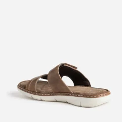 Mule marron en cuir à scratchs