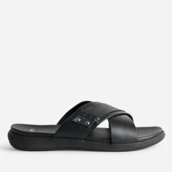 Mule noire cuir brides croisées