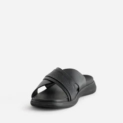 Mule noire cuir brides croisées