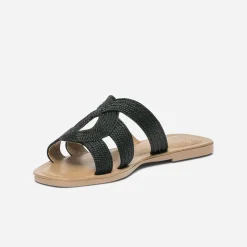 Mule noire en textile tressé