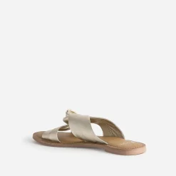 Mule TEXTO dorée en cuir à brides souples croisées