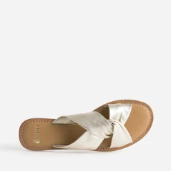 Mule TEXTO dorée en cuir à brides souples croisées