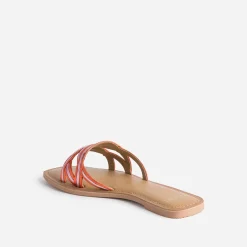 Mule TEXTO orange et parme cuir métallisé