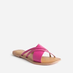 Mule TEXTO rose en cuir à brides fantaisie