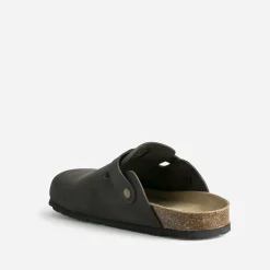 Mule-sabot anatomique marron cuir velours