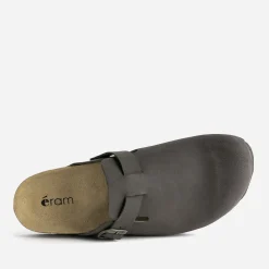 Mule-sabot anatomique marron cuir velours