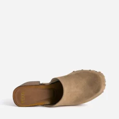 Mule-sabot TEXTO beige cuir velours
