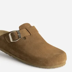 Mule-sabot TEXTO cognac cuir velours