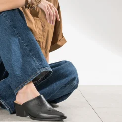 Mule-santiag TEXTO noire cuir