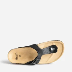 Mule-tong anatomique noire cuir éco-conçu