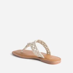 Mule-tong TEXTO beige en macramé