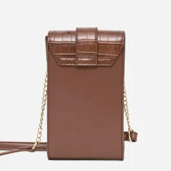 Pochette à téléphone cognac avec embossage